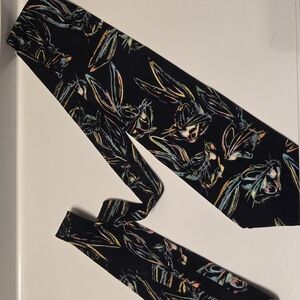 Black Necktie with Multicolor Abstract Bunny Print